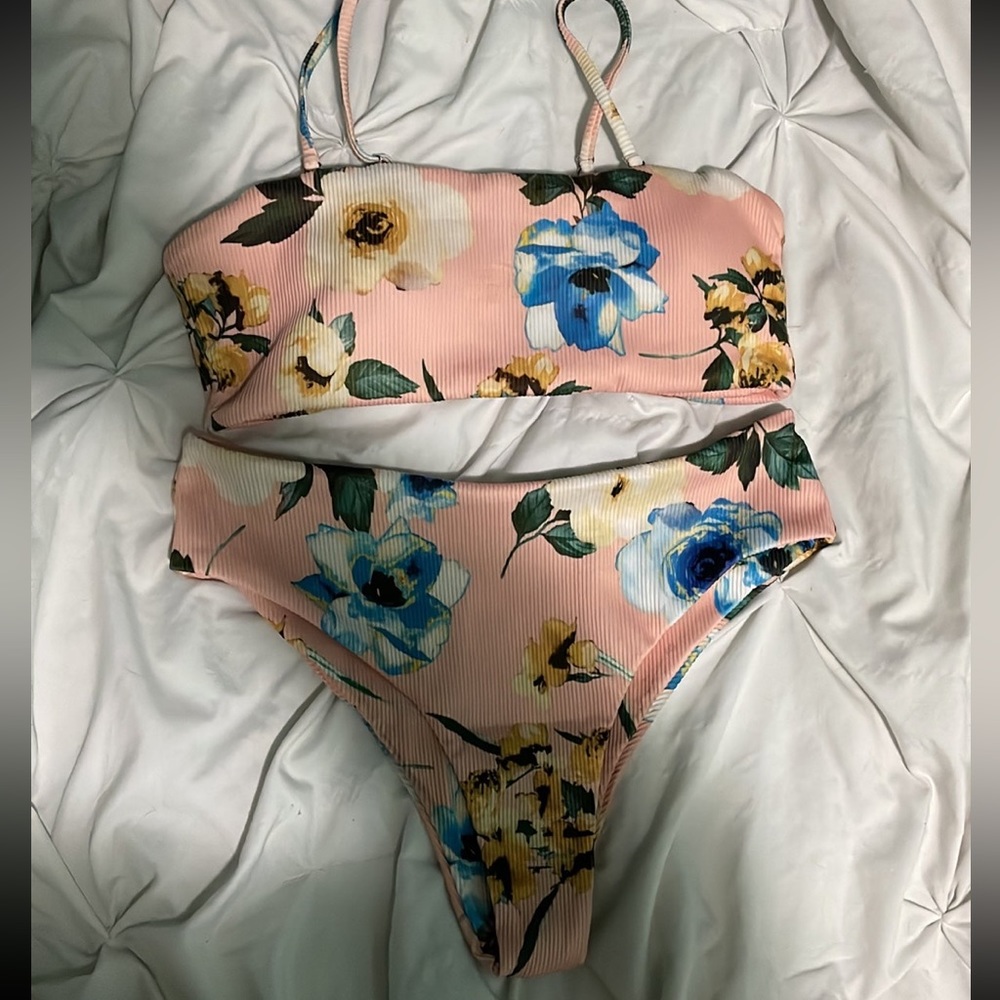 Pink floral bikini